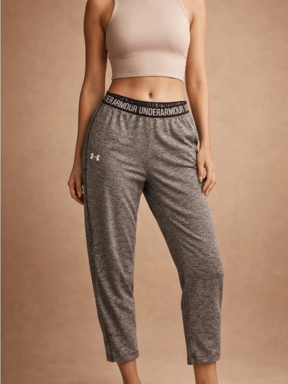 Under Armour Heather Gray Women's Jogger Pants with Branded Waistband
